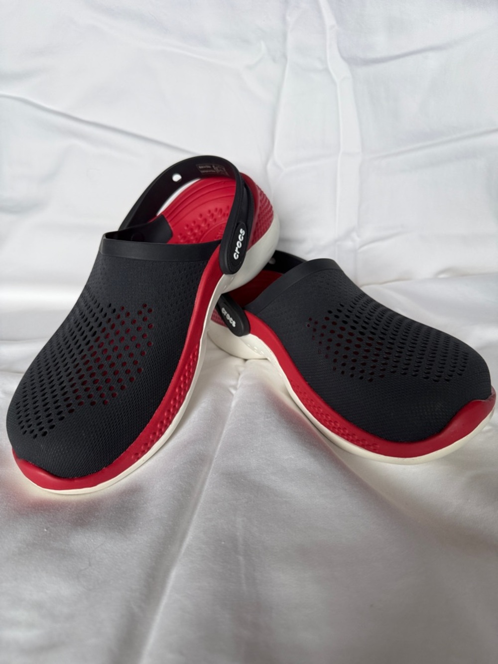 CROCS Black, Red and white Vented Clog